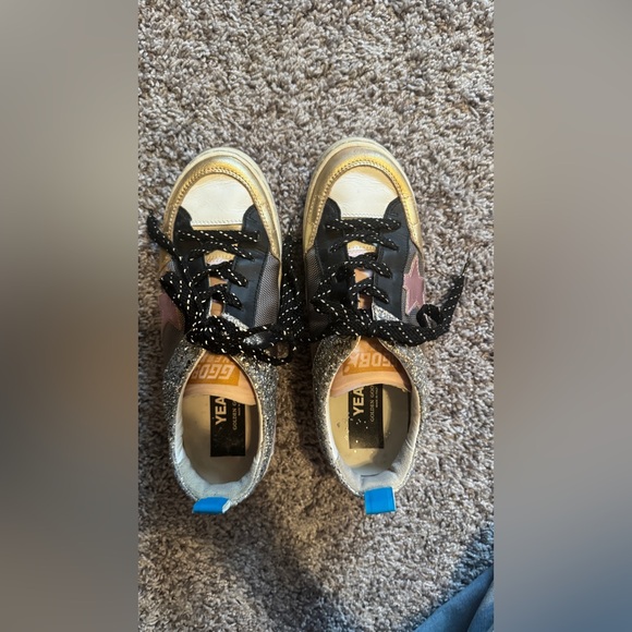 Golden Goose HTF Glitter Gold Lavender and Black Sneakers Size 8 - Picture 12 of 15